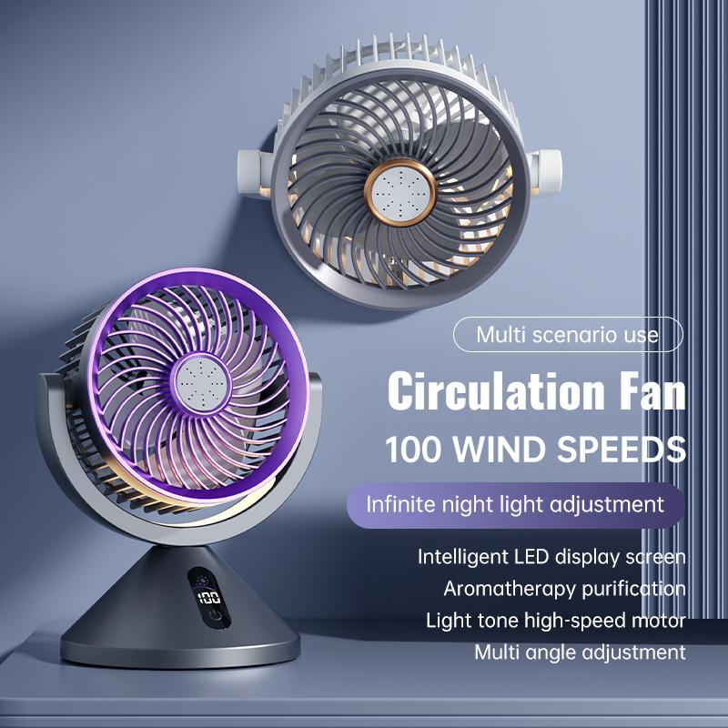 

Desk Fan Rechargable Portable Fan 5 Speeds Adjustable Strong Breeze Office Personal Fan 360° Rotation For Table Bedroom Travel чёрный