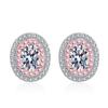High-quality S925 sterling silver earrings, one-carat moissanite earrings, micro-paved pink zircon earrings, sweet and girly