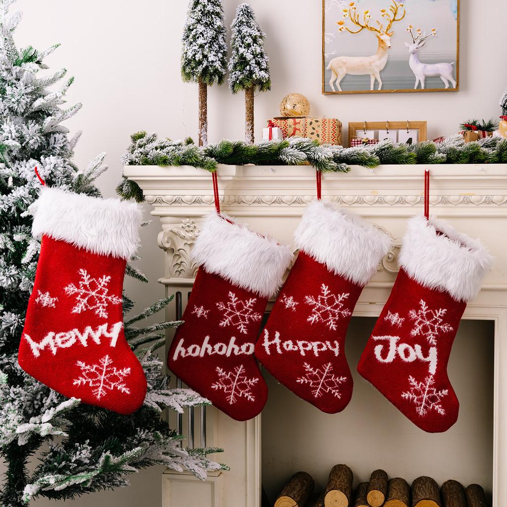 Quality Elegant High Christmas Stocking With Plush Fur Edge And Festive Letters