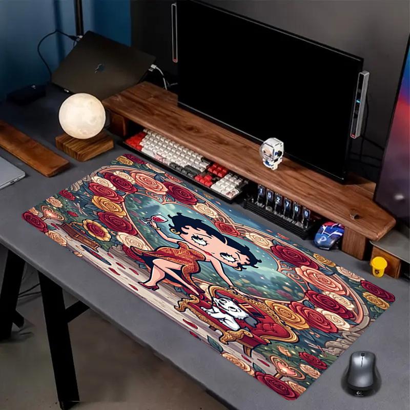 Betty Boop Print Mouse Pad, Anti‑Slip Desktop Keyboard Mat, for PC Laptop Gaming Working Daily Use, Cool Festival Surprise Gift