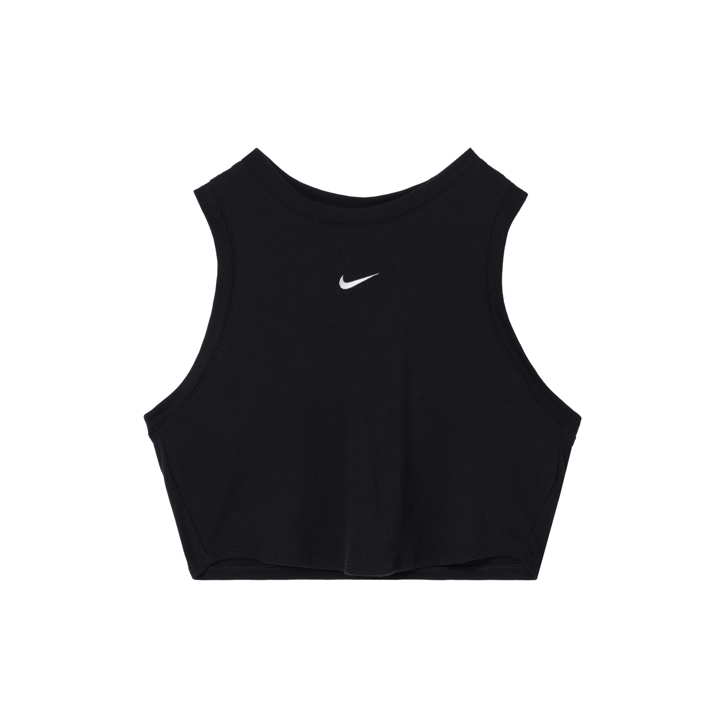 

Nike Спортивная одежда Essentials ребристый укороченный топ-топ женский черный FB8280-010 L