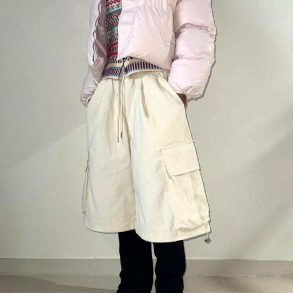 New Arrivals Open Run Women Big Cargo Pants With String Hem Cotton Casual