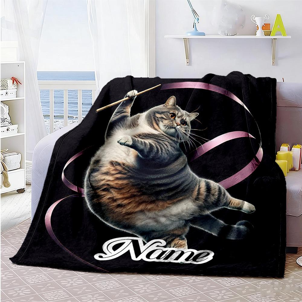 Cat Personalized Name Blanket Cozy Personalized Blanket Comfortable Versatile for Office Chair Couch Livingroom Office Four Seasons Multipurpose