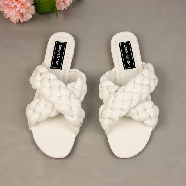 Summer Women Sandals Flat Heels Fashion Cross Woman Beach Shoes Outside Wear Brand Woven Large Size 41 Ladies Sandalias