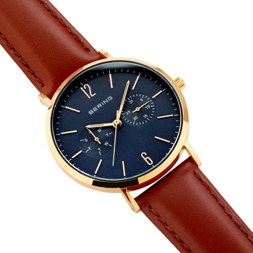 BERING (Bering) Men's & Women's (Unisex) Watch, Japan Exclusive, Navy x Brown Calf Leather & Black Stainless Steel with Two Mesh Straps, Sapphire Crys