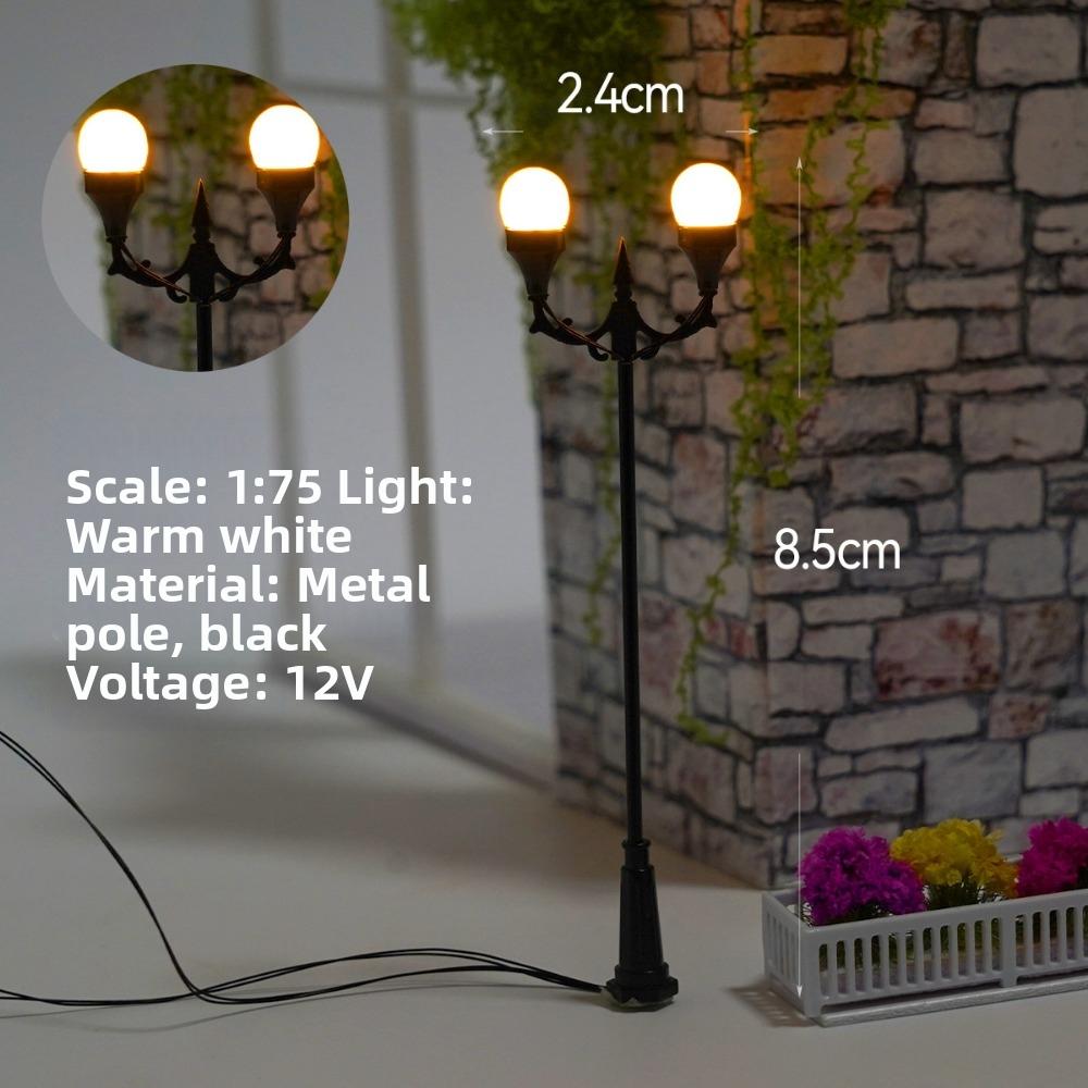 DIY Miniature Street Lamp White/Warm Light Park Lamppost High Light Layout Material