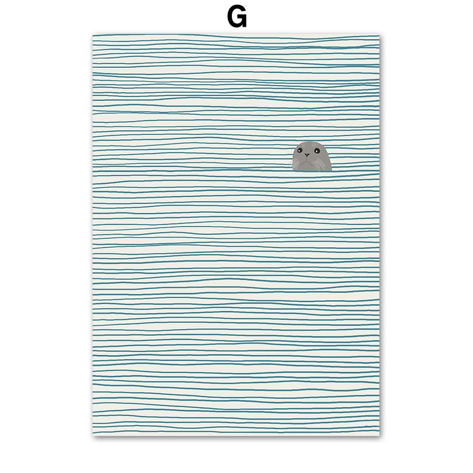 Girl Seal Goldfish Seagull Posters Prints Nordic Canvas Painting Cartoon Modern Wall Art Pictures Kids Room Home Decor