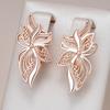 Unique Glossy Dangle Earrings For Women Fashion Rose Gold Color Metal Flower High Quality Daily Fine Jewelry