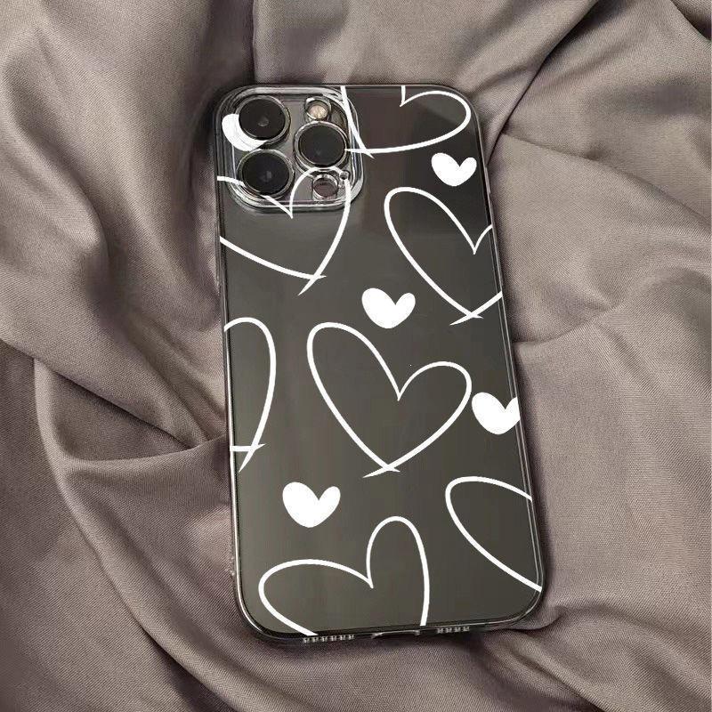 Custom White Heart iPhone Case for Models 12/11, 13, 15, 16 Pro, 17 Pro Max