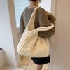 Korean Girl Cloud Puff Flower Shoulder Bag for Women Summer Canvas Simple Handbag