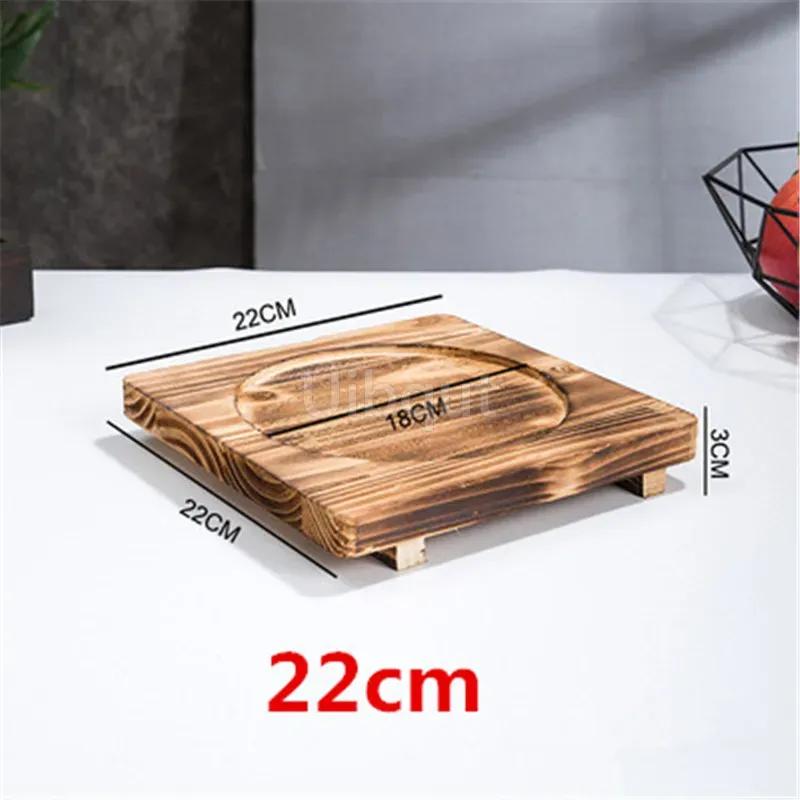 Heat Insulation Wooden Mat Iron Plate Bottom Board Bowl BBQ Square Wood Pad Stone Casserole Pot Pad Placemat for Dining Table