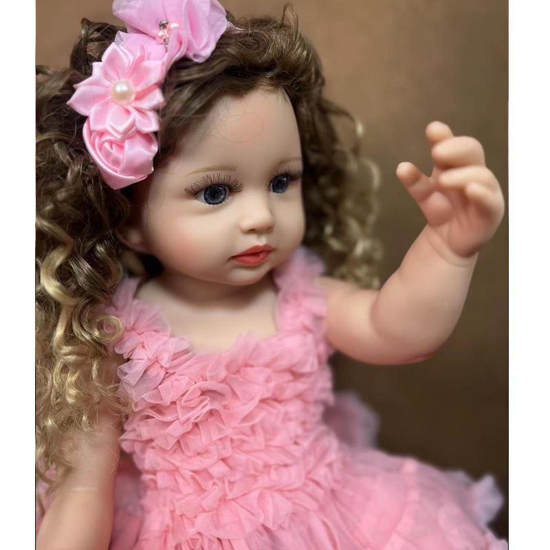 Nový příchod Lifelike Princess Reborn Baby Dolls celosilikonový vinyl voděodolný bebe Reborn Boneca zakřivené vlasy Girls Playmates