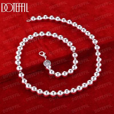 Collana con perline lisce da 8 mm in argento sterling 925, gioielli da sposa alla moda