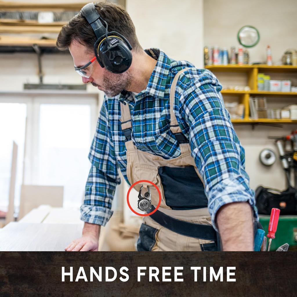 Dakota Taschenuhr mit Karabiner, digital, wasserdicht, Alarm, Stoppuhr, Timer, Kompass, Outdoor, Camping, Klettern, Reisen