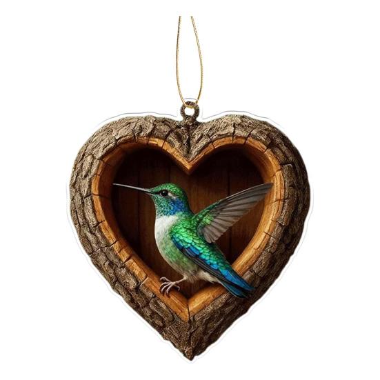 Heart-Shaped Animal Christmas Ornament 2D Flat Acrylic Forest Animal Decoration Woodland Pendant for Xmas Tree Decor Animals Lovers Gift