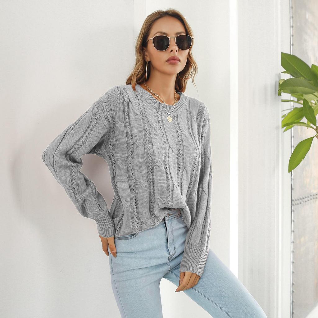 Women's European-American Loose Knit Cable Sweater - Long Sleeve, Autumn/Winter