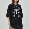 Camiseta Masculina Casual de Verão Manga Curta Retro Lavada Homem-Aranha Marvel Esportiva Popular Top