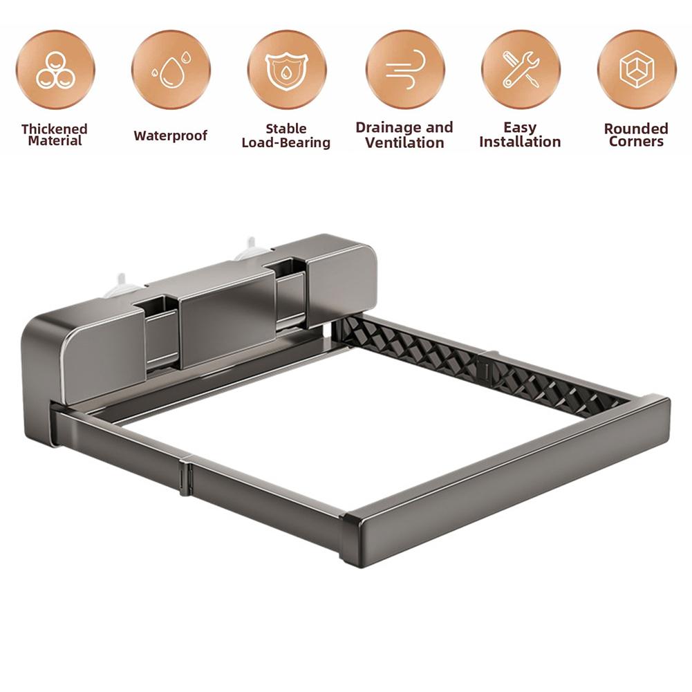 Telescopic suction cup storage rack folding clothes dryer retractable wall mount ABS material reinforced aluminum alloy