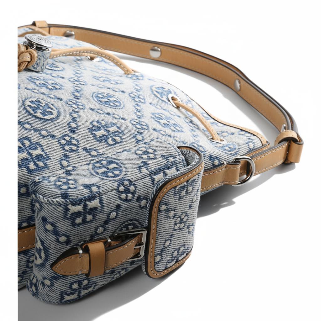 Tory Burch T Monogram Bucket Bag Women Handbags Pink Blue 181216-400