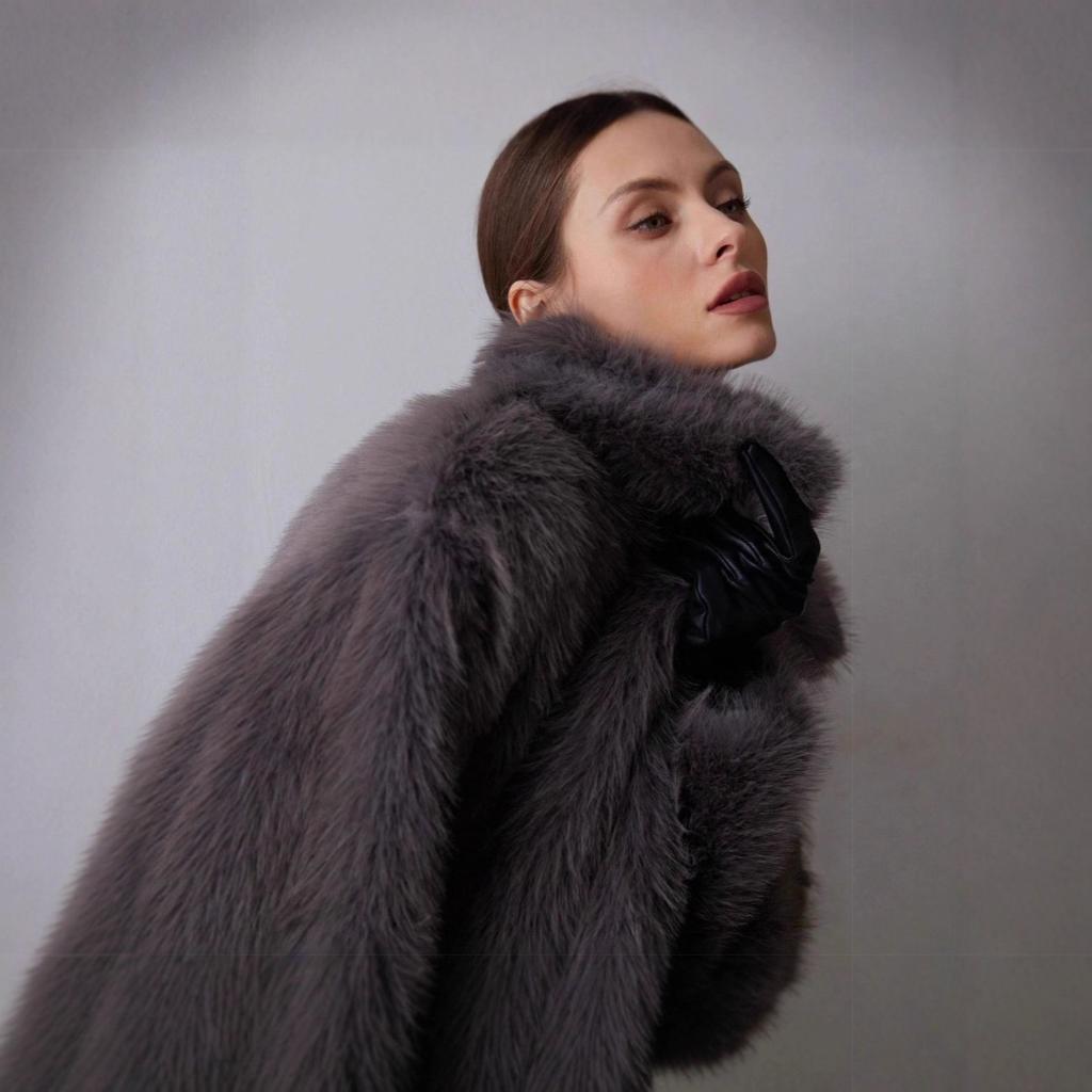 European and American autumn and winter women's clothing solid color artificial fur jacket women's coat