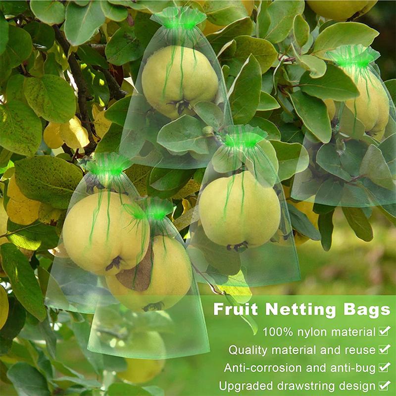 20Pcs Mesh Fruit Bag Strawberry Grapes Fruit Grow Bags Breathable Netting Mesh Vegetable Plant Protection Bags For Garden Tools