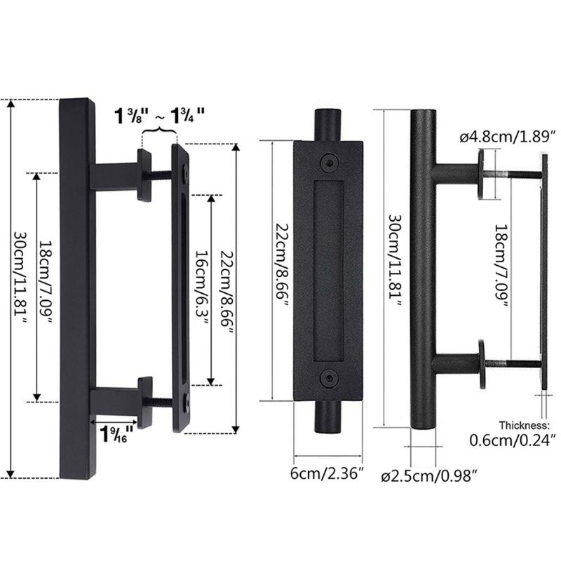 Steel Sliding Barn Door Handle Pull Cabinet Flush Hardware Set Wood Door Handle Interior Door Furniture Handle Hardware