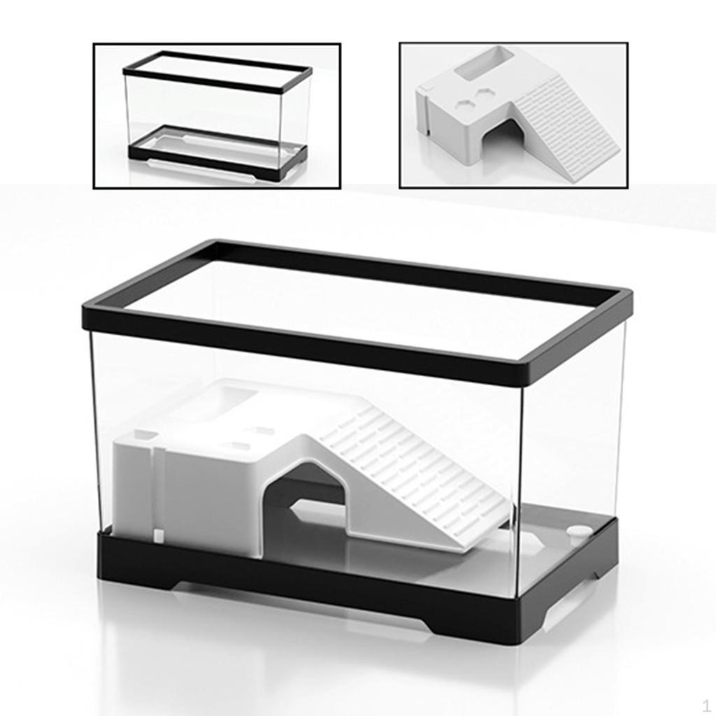 Aquarium Turtle Tank with Multi-Functional Area Hermit Box Warming Ramp Reptile Habitat