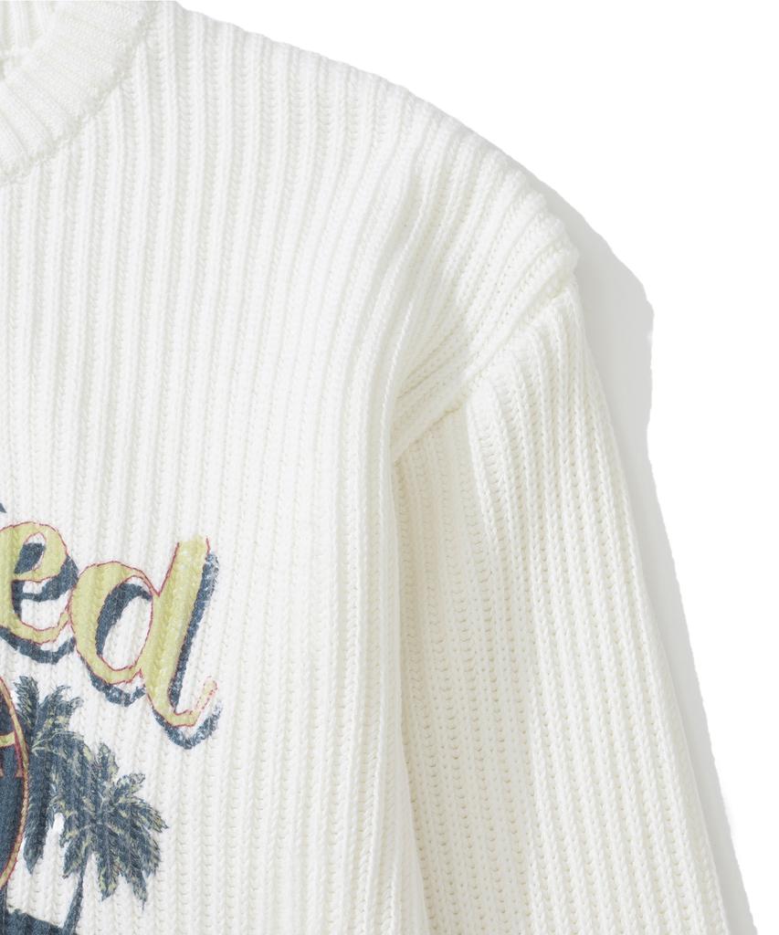 KNITTED Vintage Palm Tree Minimalist Round Knit Ivory