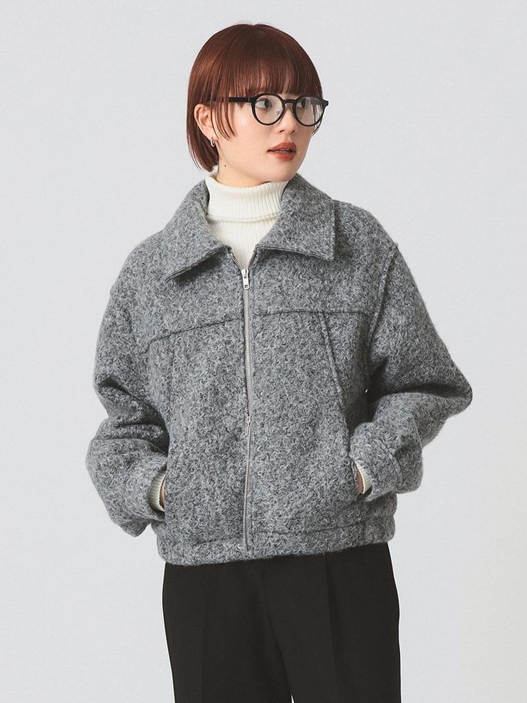 Ray Beams Women's Loop Shaggy Zip Blouson, Gray 0