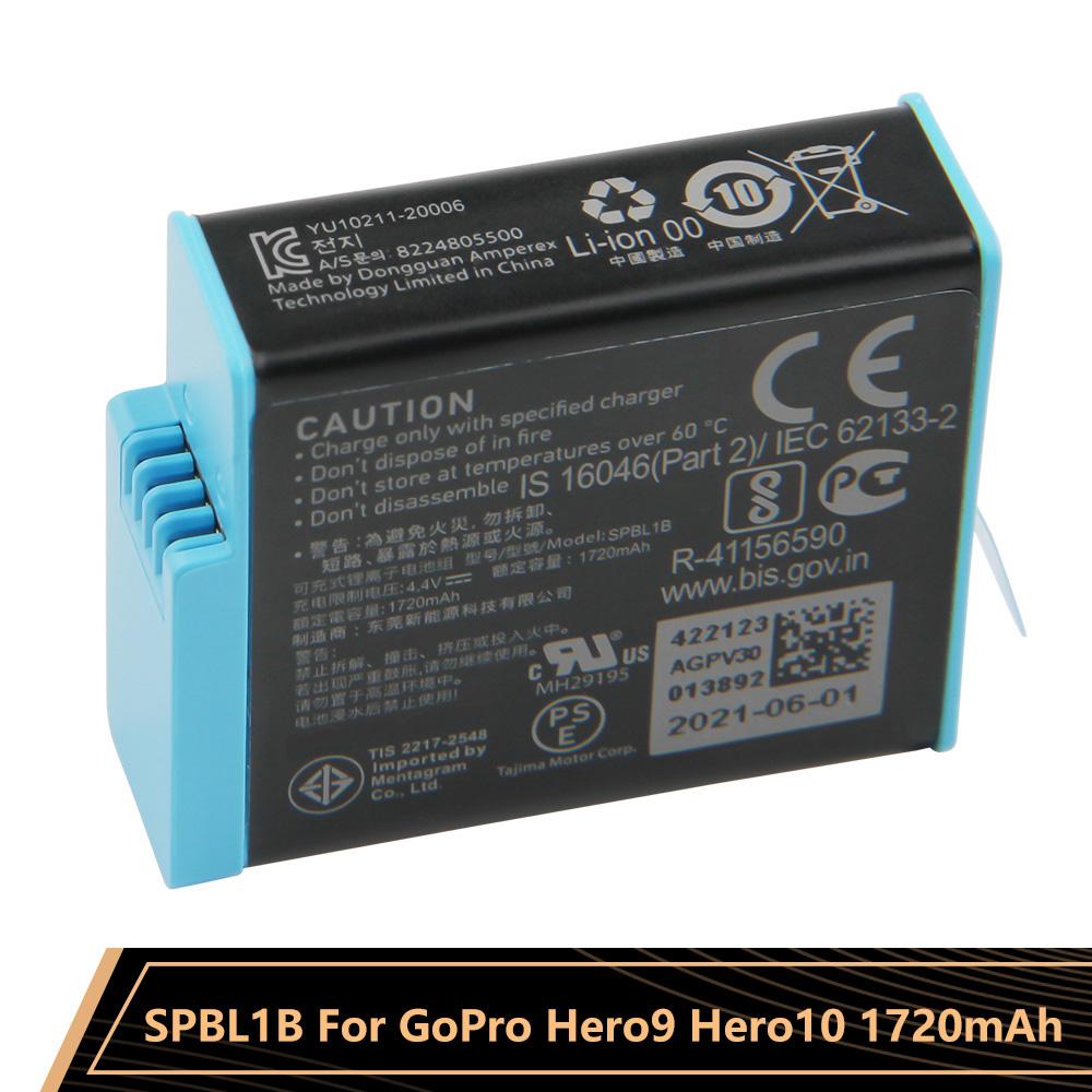 Rechargeable Lithium Battery For GoPro Hero 9 Hero 10 SPBL1B Action Camera Battery 1720mAh