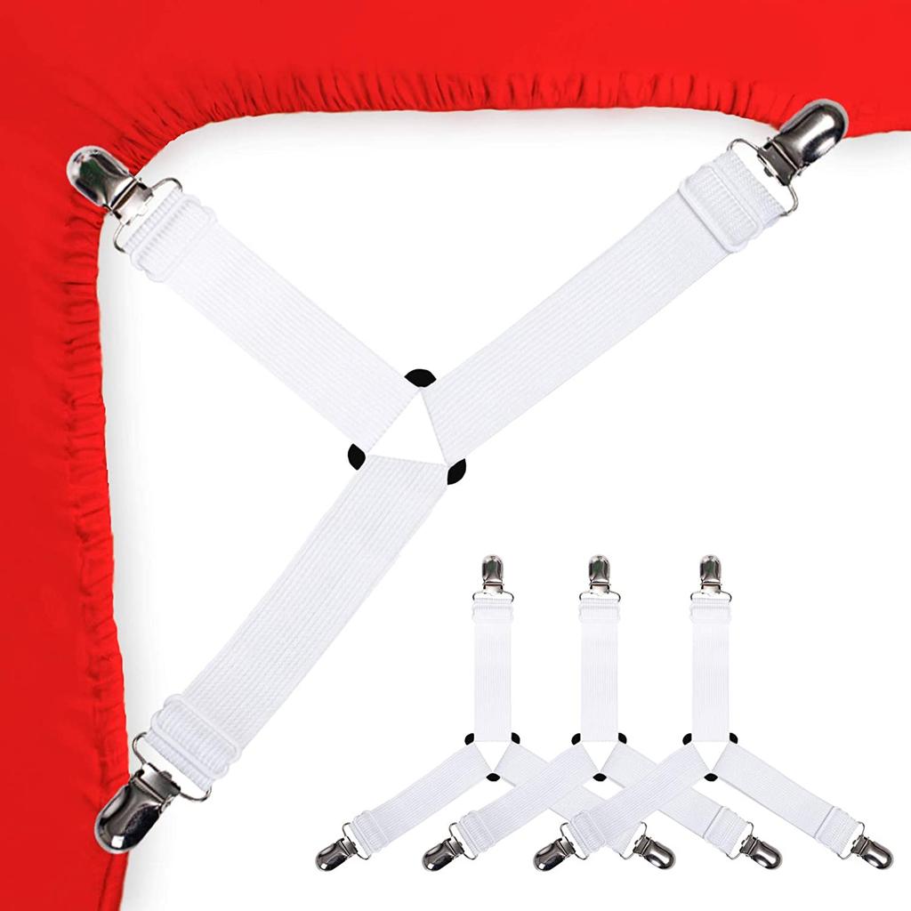 4/8/12pcs Bed Sheet Holder Corner Straps Mattress Cover Clips To Hold Sheets In Place, Adjustable Bed Bands Fitted for Bedding