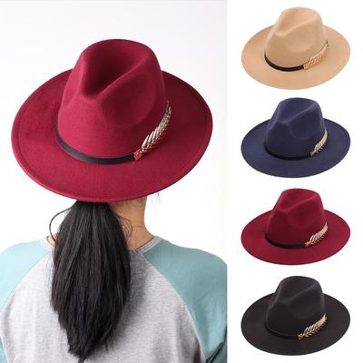 Soft Wool Women Jazz Cap Felt Trilby Wide Brim Hat Sun Hat