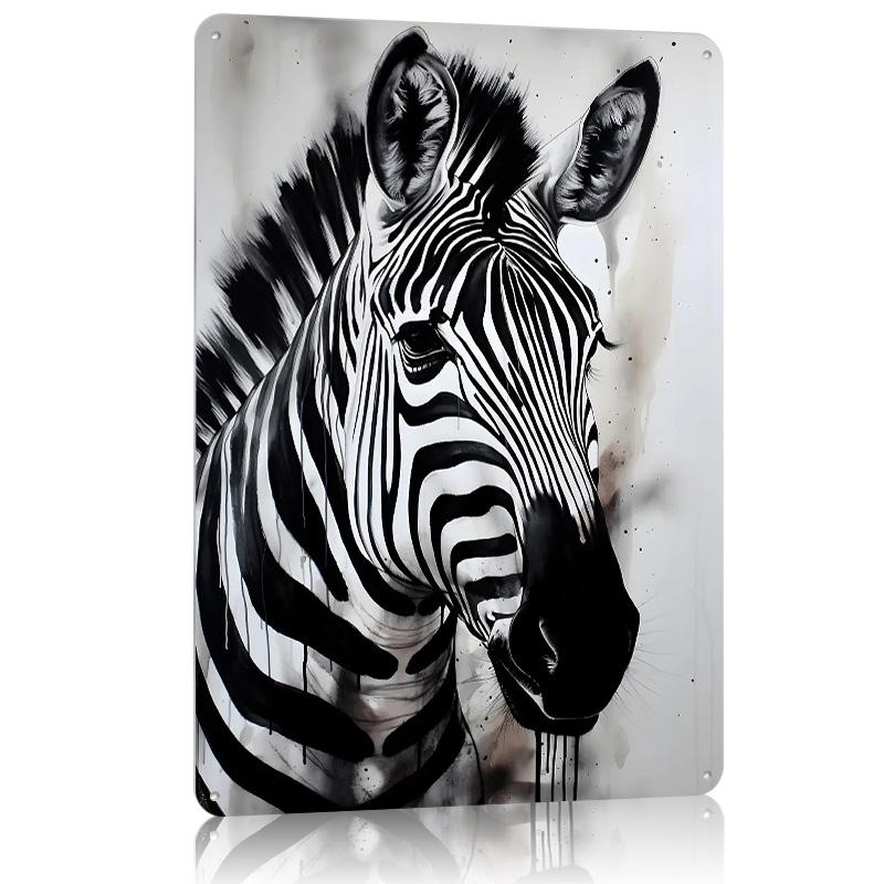 Zebra Portrait Metal Poster Tin Sign Wall Art Posters On the Wall Decorations Customizable Metal Signs for Home Decoration Decor