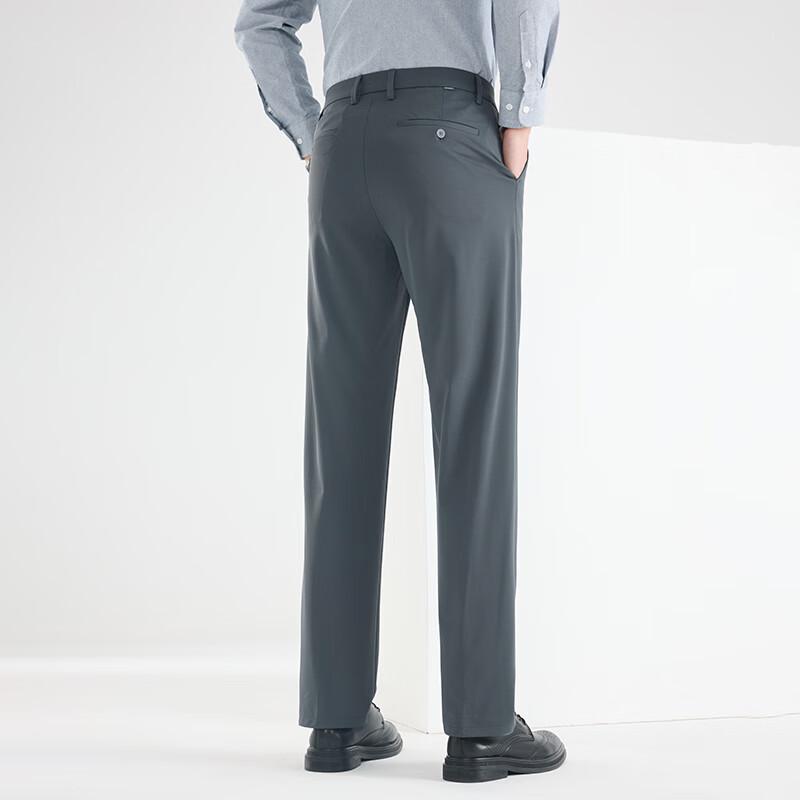 Fengxun Men's Silk Blend Commuter Straight-Leg Pants