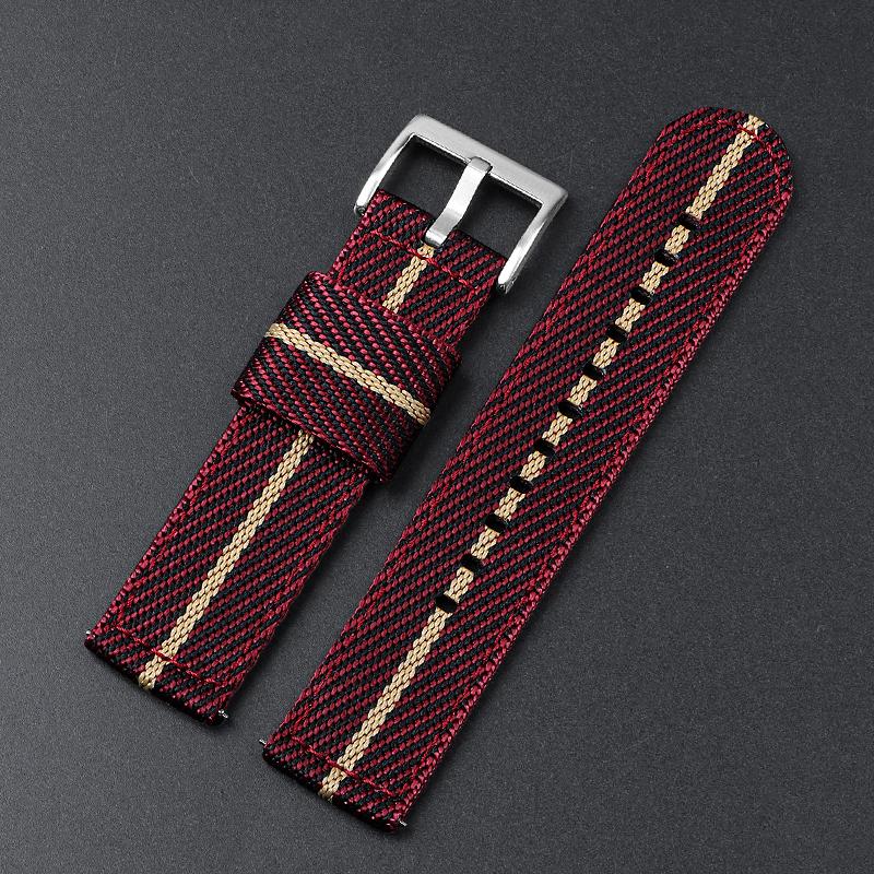 Nylon Canvas Watch Band 20mm 22mm Ribbed Strap for Seiko for Citizen Military Sports Woven Fabric Replacement Wristband Bracelet
