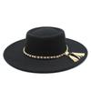 Men Women Wool Felt Round Crown Wide Brim Sun Protection For Travel Outdoor