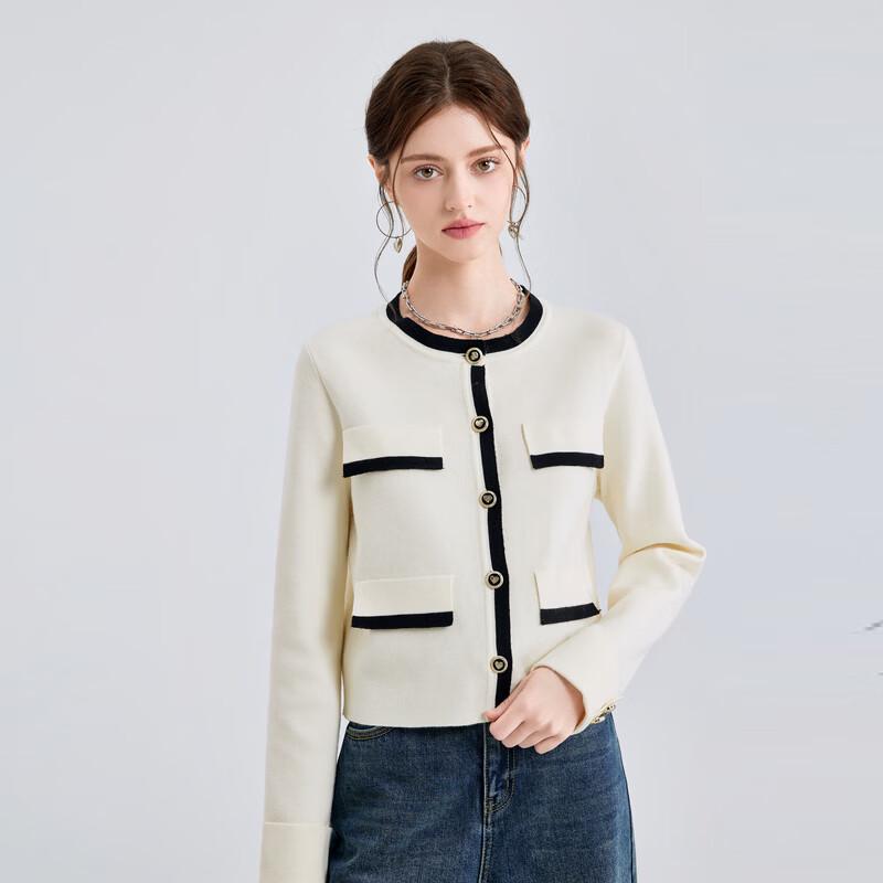 Qiushe Yiren Women s Color-Block Knit Cardigan L