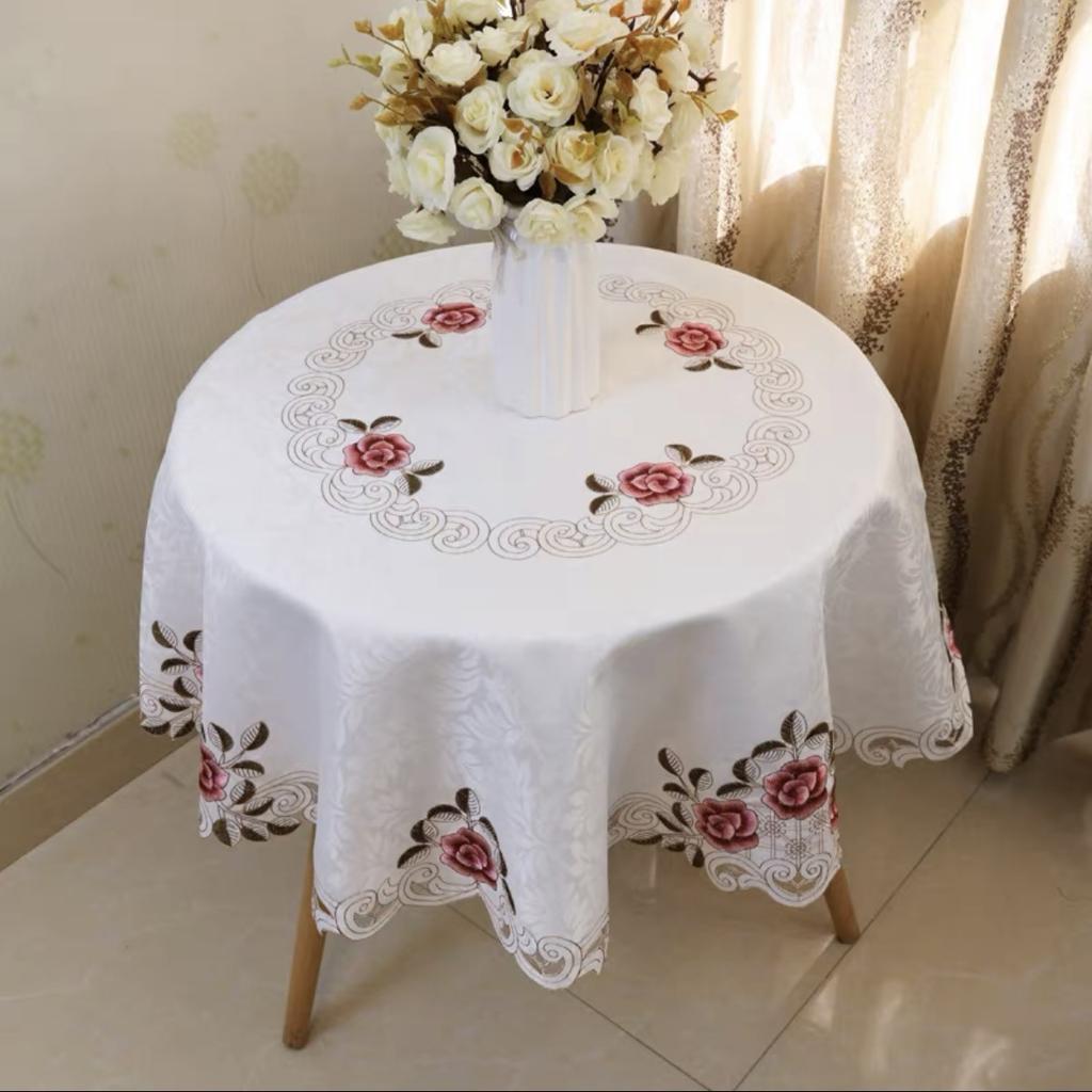 Nordic Round Table Cloth Home Restaurant Small Fresh Embroidery Cloth Round Tablecloth