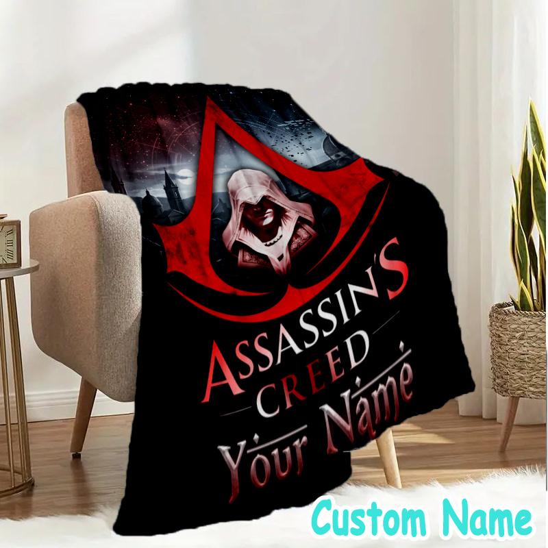 Custom Name Creed Game Throw Blanket - Perfect for Couch, Bed, Office, and outdoor Travel - Ideal Gift for Christmas & Holidays