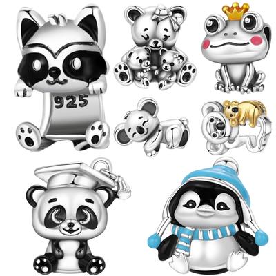 925 Silver Cute Raccoon Beads Fit Bracelets Decoration DIY Birthday Party Gift Jewelry Bracelets Accessory