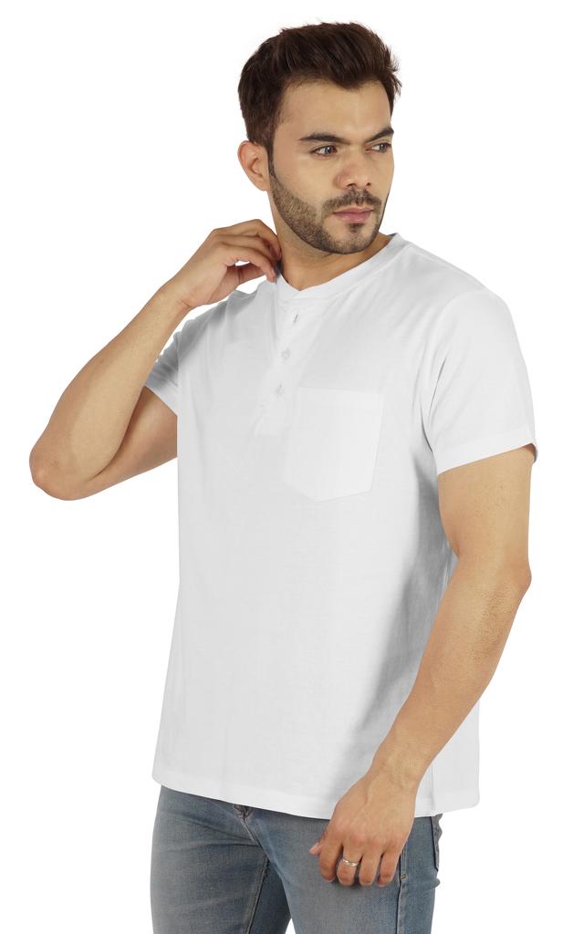 Inkmeso Solides Henley-T-Shirt für Herren Baumwolle Kurzarm T-Shirts Tasche