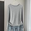 Ribbed Round Neck Long Sleeve Base Top Modal Slim Inner Wear For Winter Stretchy Slim Base Layer Soft Ribbed Fabric Good For Inner And Outer Wear Top