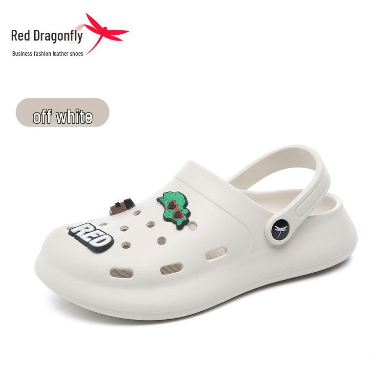 Women s Red Dragonfly Perforated Thick Sole Closed Toe Beach Sandals - Non-slip Summer 2025 39