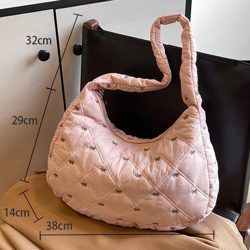 

Bow Knot Crossbody Bag Embroidered Bow High-Capacity Shoulder Bag Women Female Outdoor Travel Storage Pouch Korean Popular Bag