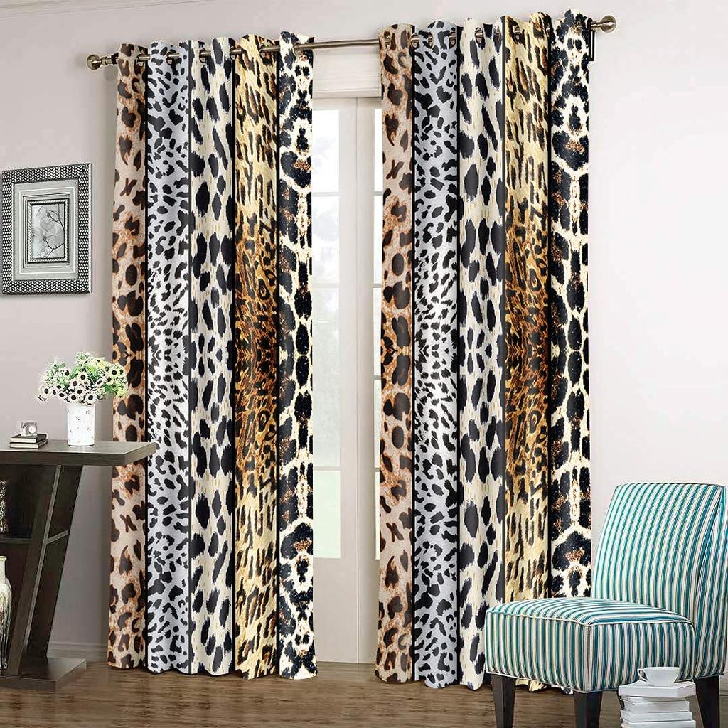Wild Animals Print Window Curtain Living Room Blackout Curtains For Living Room Bedroom Leopard Home Decor Aesthetic 2 Panels