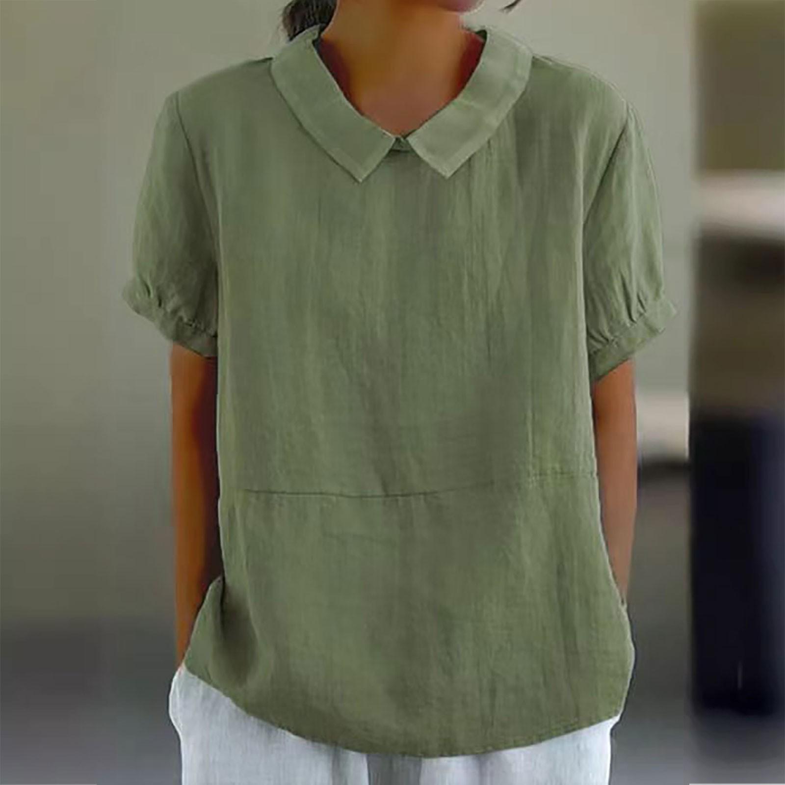 

Топы для женщин, топы с короткими рукавами, женская блузка, летние топы, женские легкие блузки, топы, повседневный пуловер, футболка, базовая рубашка L зелёный