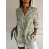 European and American 1D Digital Printing Stand-up Collar Long-sleeved Shirt Women's Loose Hawaiian Style Vacation Casual Top Trend