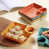 Large Square Dumpling Plate With Vinegar Space Snack Platter Creative Separated