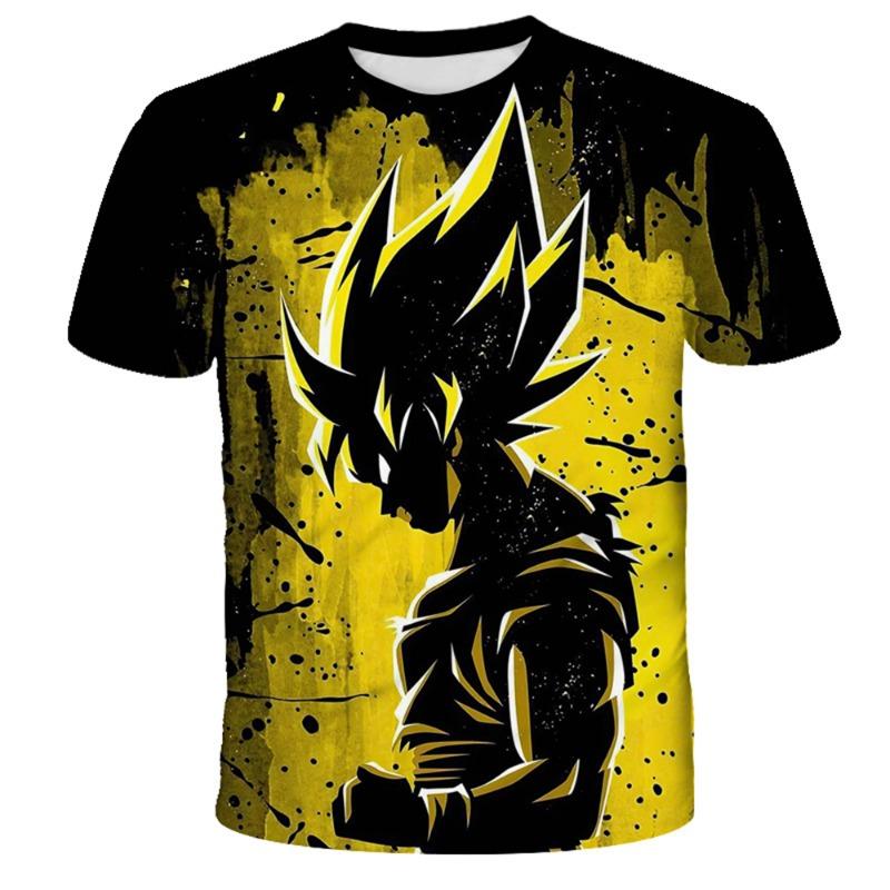 

Лето 2026 Новая футболка для мальчиков Dragon Ball Z 3D принт Goku Мужская мода Харадзюку Короткий рукав Повседневные топы Одежда S