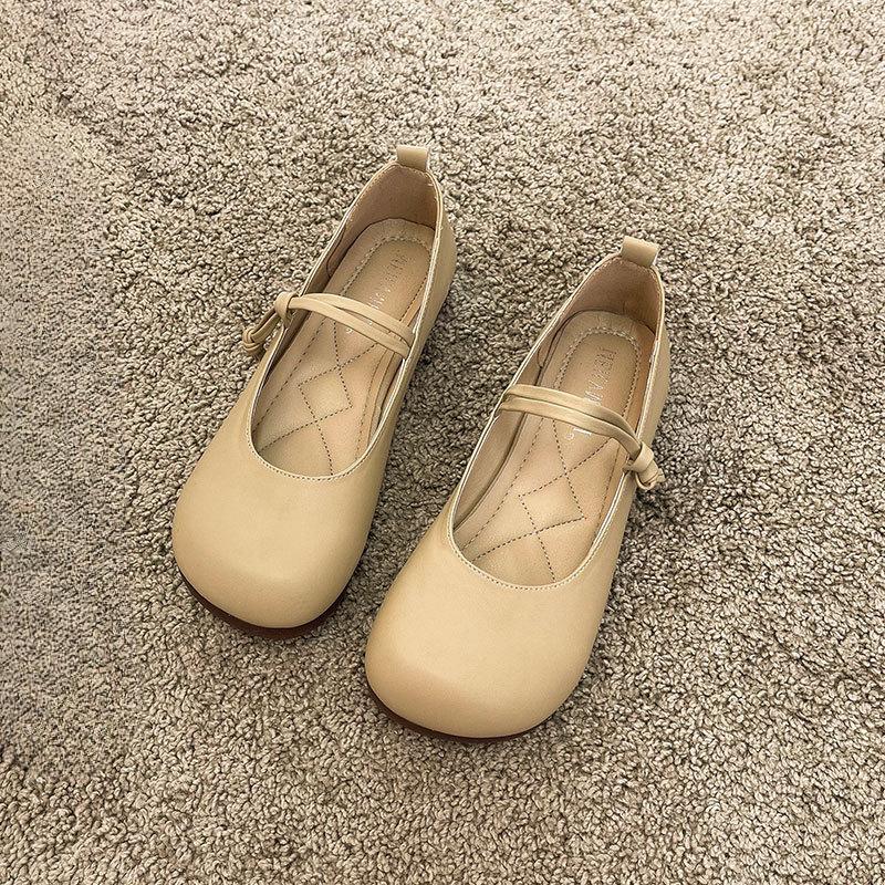 Neue Damen-Einzelschuhe mit weicher Sohle, Retro-Ausschnitt, vielseitig und lässig, Bohnenschuhe